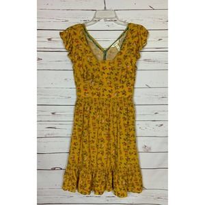 Matilda Jane MJ Women's XS Extra Small Yellow Floral Fantasy Fancy Boho Dress